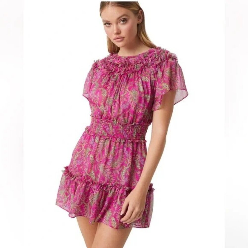 Misa Los Angeles Pink Paisley Mini Dress
